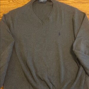 Ralph Lauren Men's Charcoal V-Neck Sweater